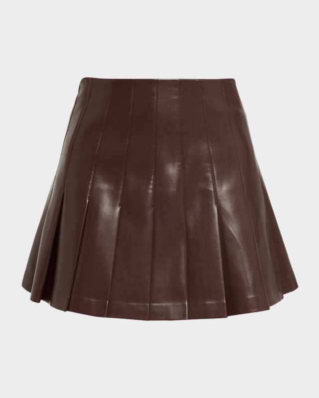 Carter Pleated Vegan Leather Mini Skirt